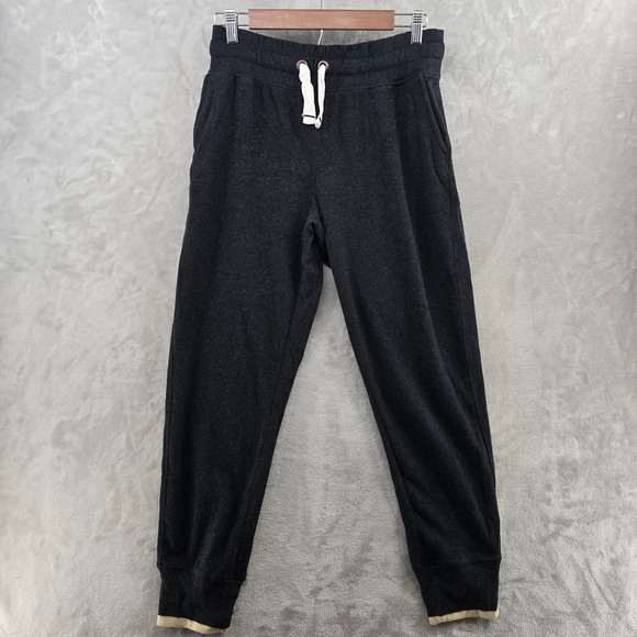 Faherty Pants - Faherty Women Medium Joggers Charcoal Grey Textured Drawstring Sweatpants